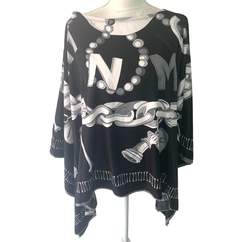 California Caftans Womens Tunic Black One Size Pure Silk Alexander McQueen USA